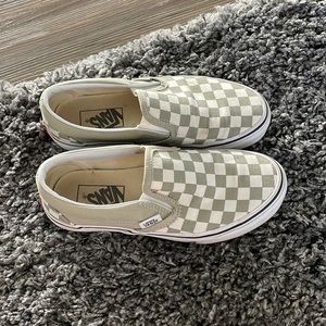 Super cute sage checkered vans!
